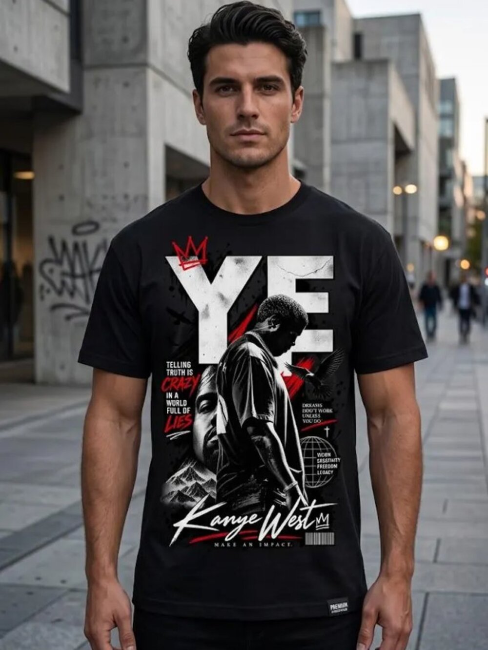 Ye Inspired Hip Hop Graphic Tee, Streetwear Collage Unisex T Shirt